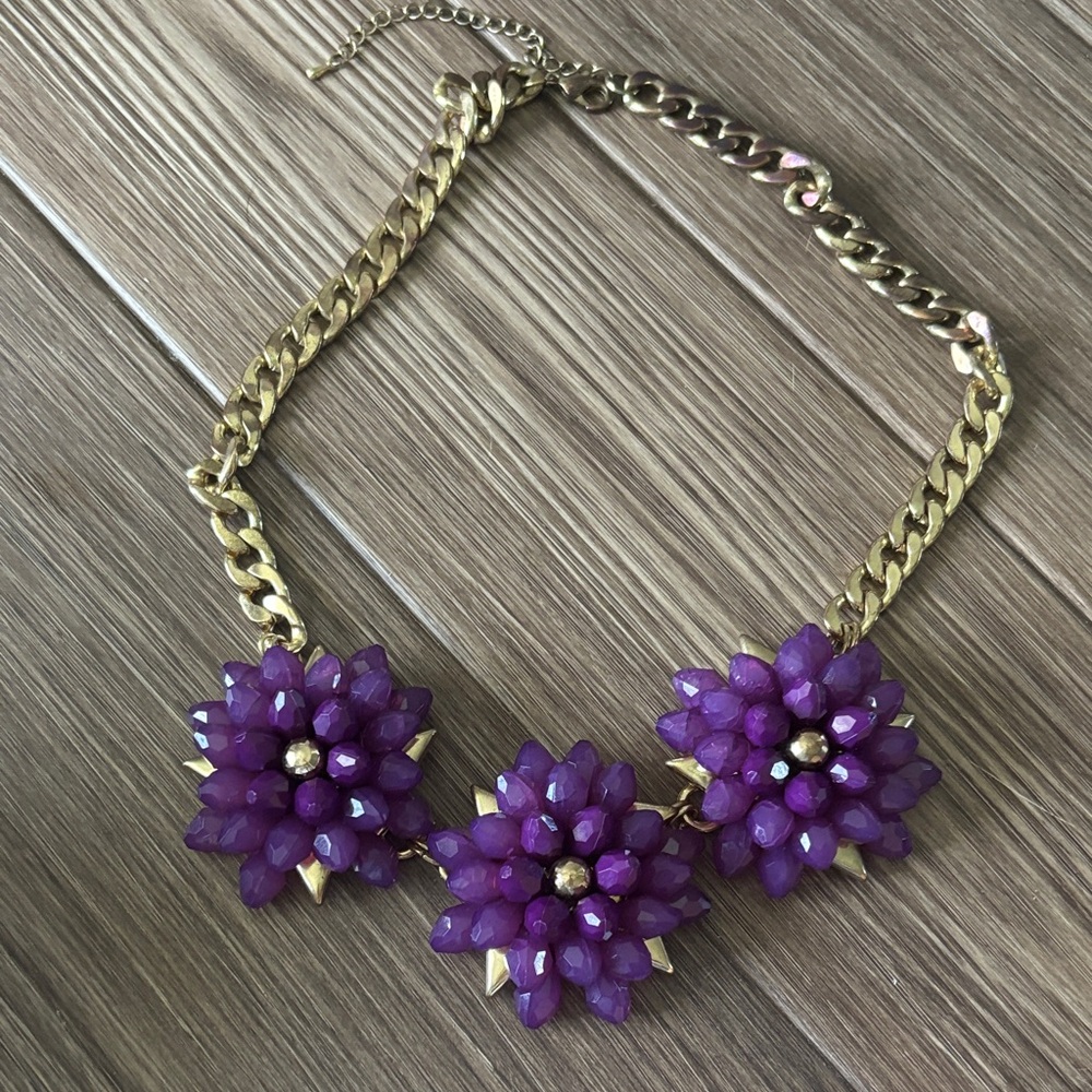 Purple Floral Statement Necklace